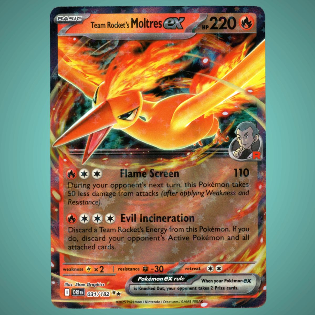 Destined Rivals  - 031/182 - Team Rocket's Moltres EX - Double Rare - English Pokémon TCG