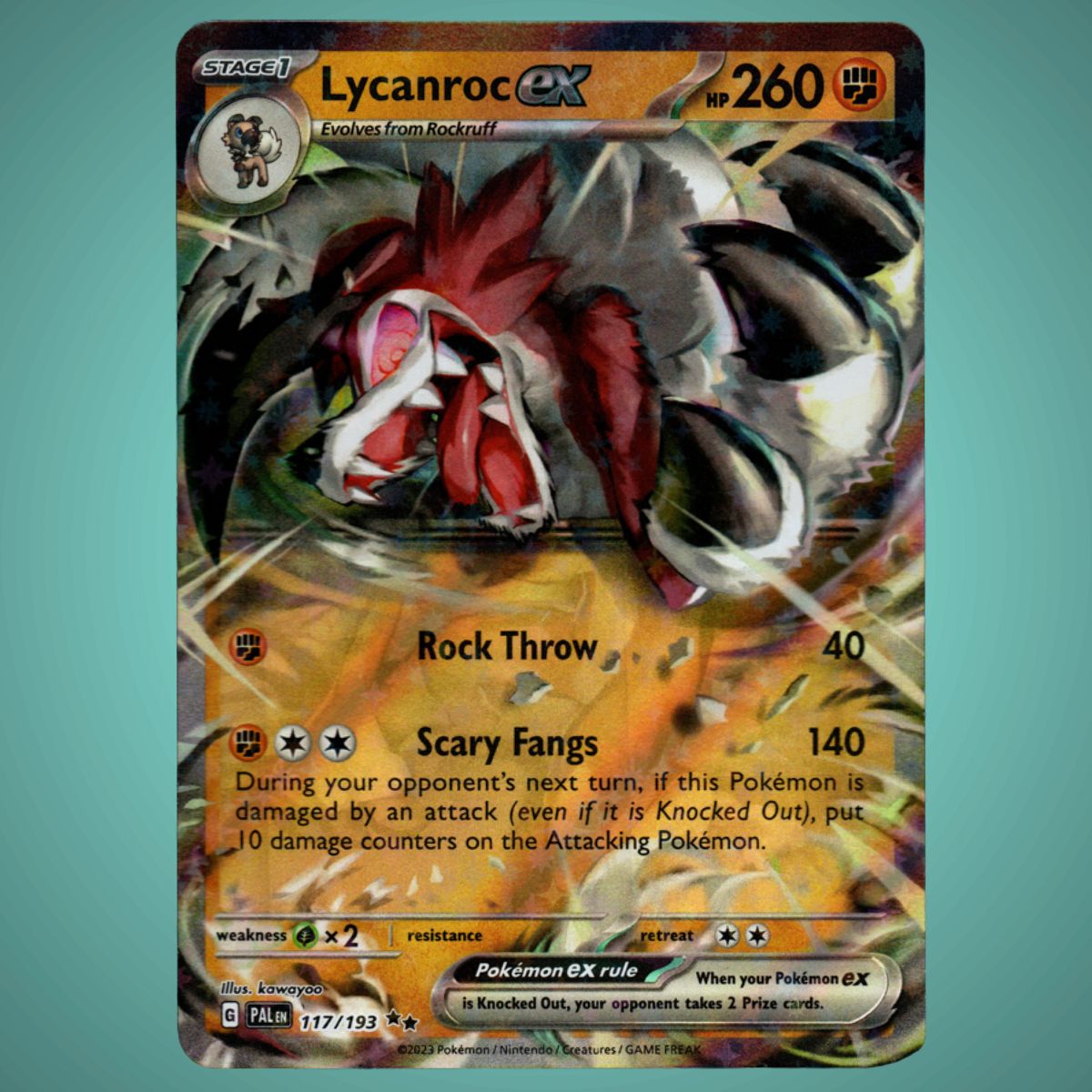 Paldea Evolved  - 117/193 - Lycanroc EX - Double Rare - English Pokémon TCG