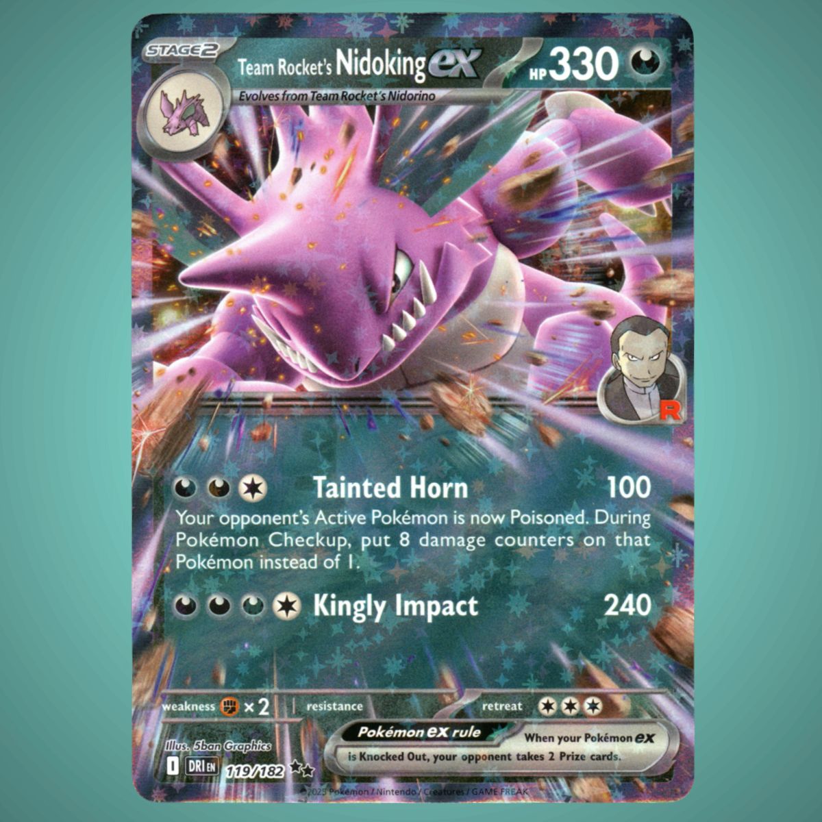 Destined Rivals  - 119/182 - Team Rocket's Nidoking EX - Double Rare - English Pokémon TCG