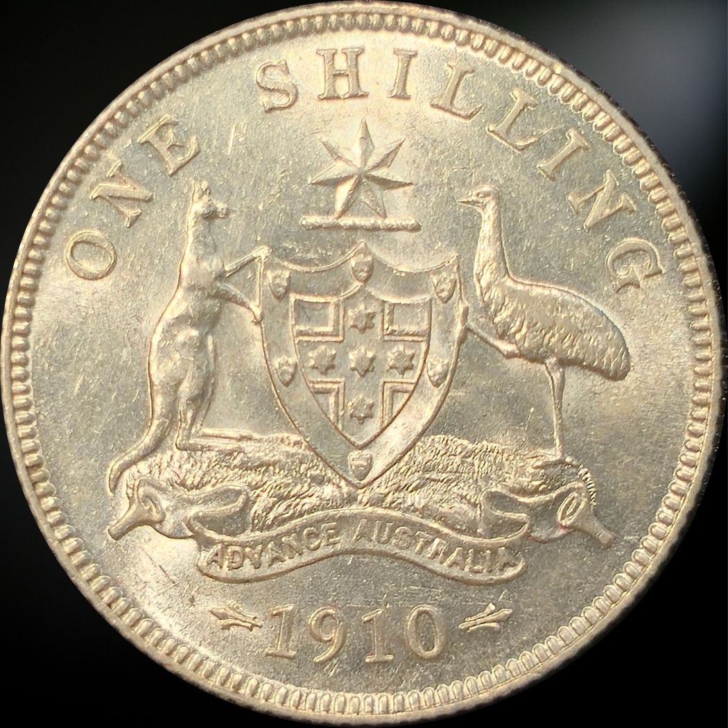1910 Australian Shilling in Very Fine condition