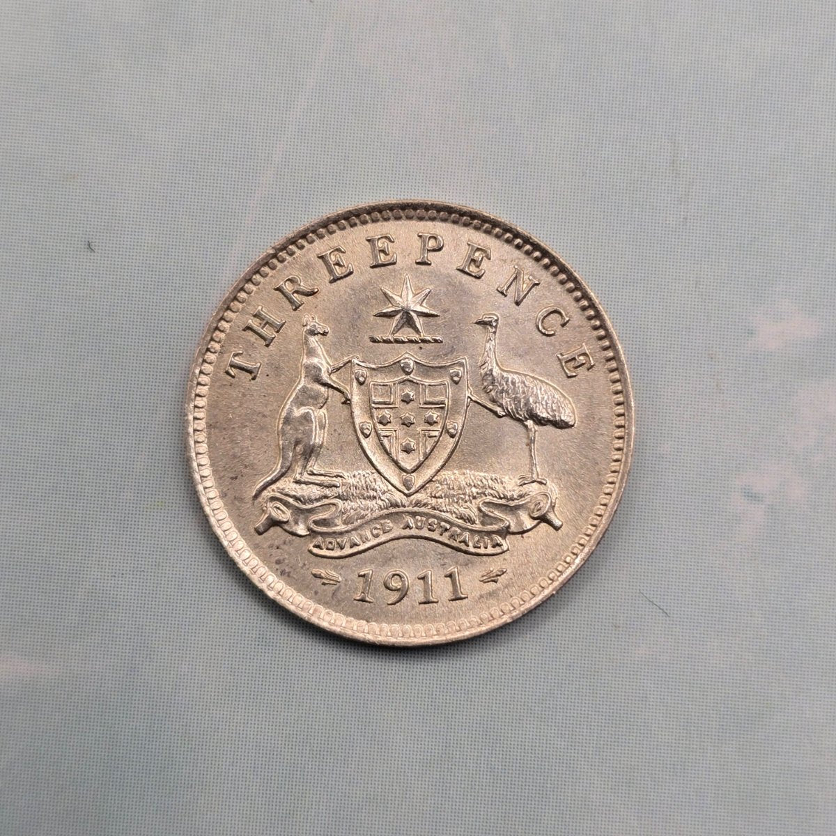 1911 Threepence Extremely Fine condition 92.5% Silver coin reverse