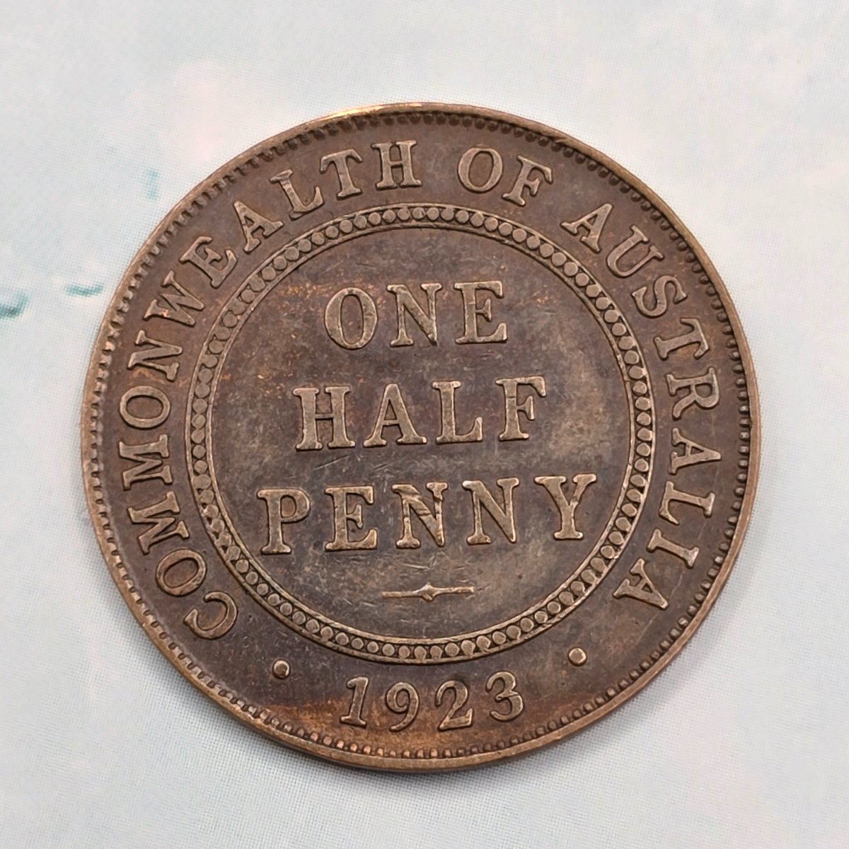 1923 Half Penny Key Date rare Predecimal coin reverse