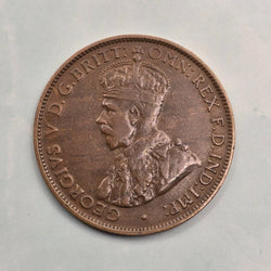 1923 Half Penny Key Date rare Predecimal coin obverse Fine with 6 visible pearls