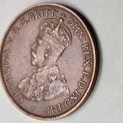 1923 Half Penny Key Date rare Predecimal coin obverse die crack through legend
