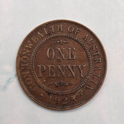 1925 Penny Key Date, second lowest mintage Australian Penny. Scarce Predecimal coin. Reverse.