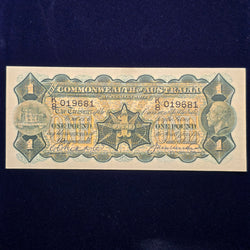 1927 One Pound Riddle Heathershaw Paper Banknote VF