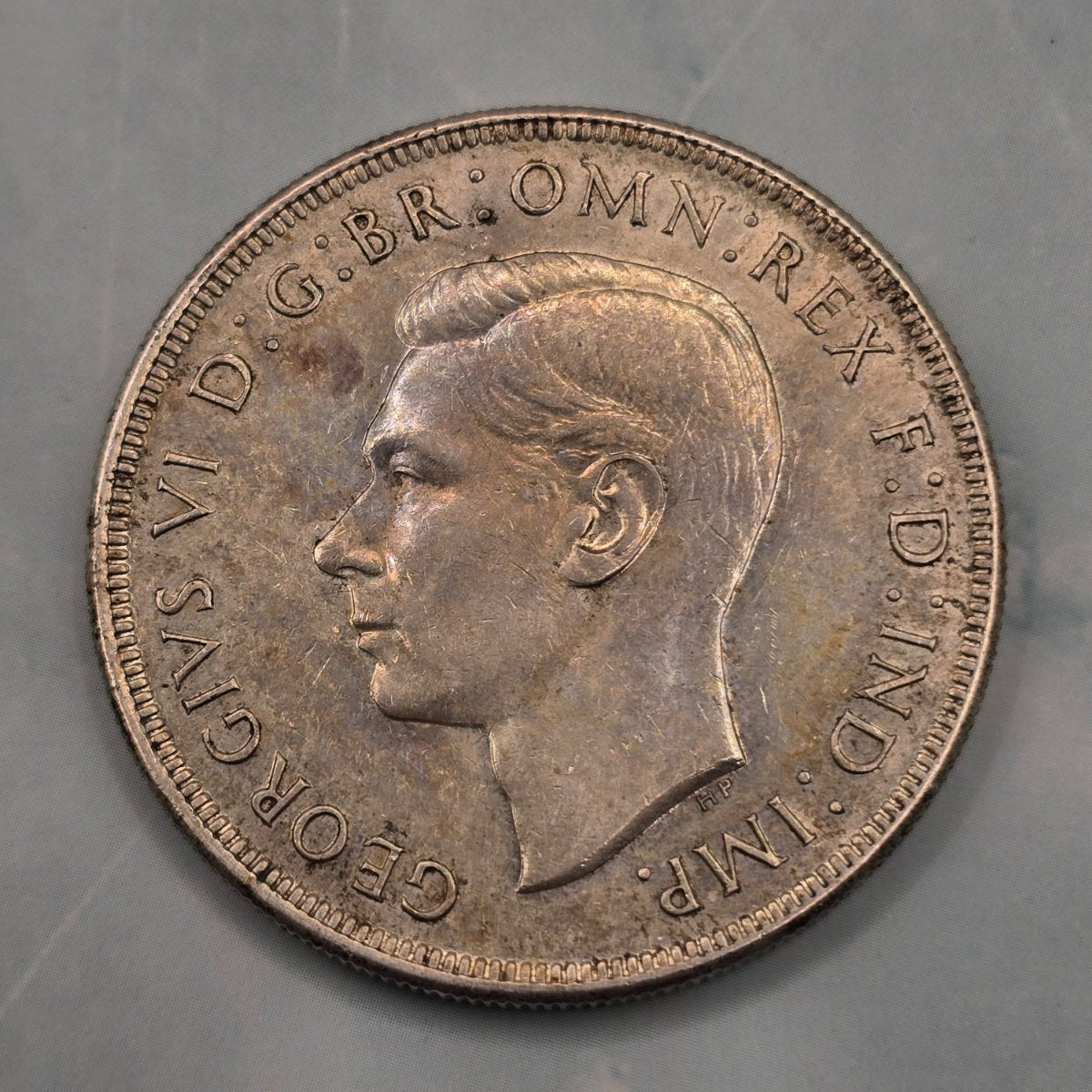 1937 Australian Silver Crown - A obverse - wear, scratches and dirt