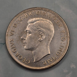 1937 Australian Silver Crown - B obverse - fingermark, light surface wear, gauge in forehead, cheek and nose