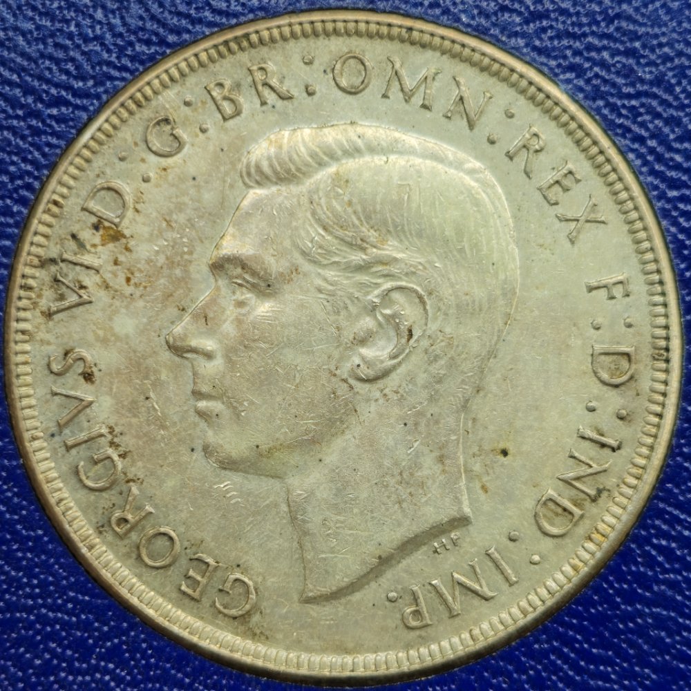 1937 Crown in Blue Square Perspex Case - Very Fine Plus
