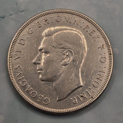 1937 Australian Silver Crown - D obverse - numerous surface scratches and gauges