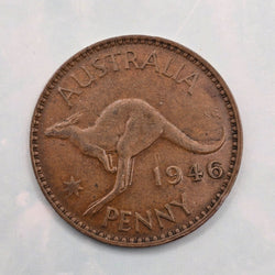 1946 Penny Key Date in Australian Pennies George VI series about Very Fine reverse