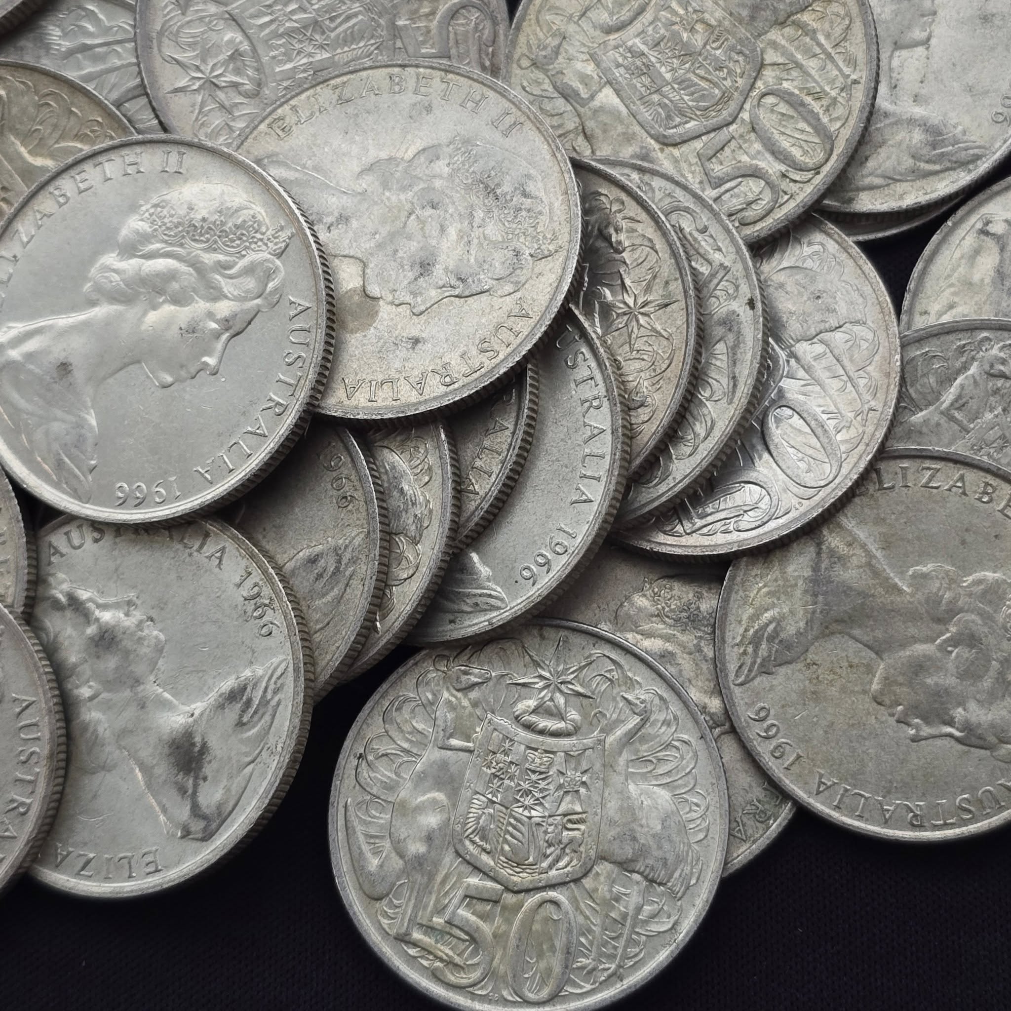 1966 50c round bullion grade coins