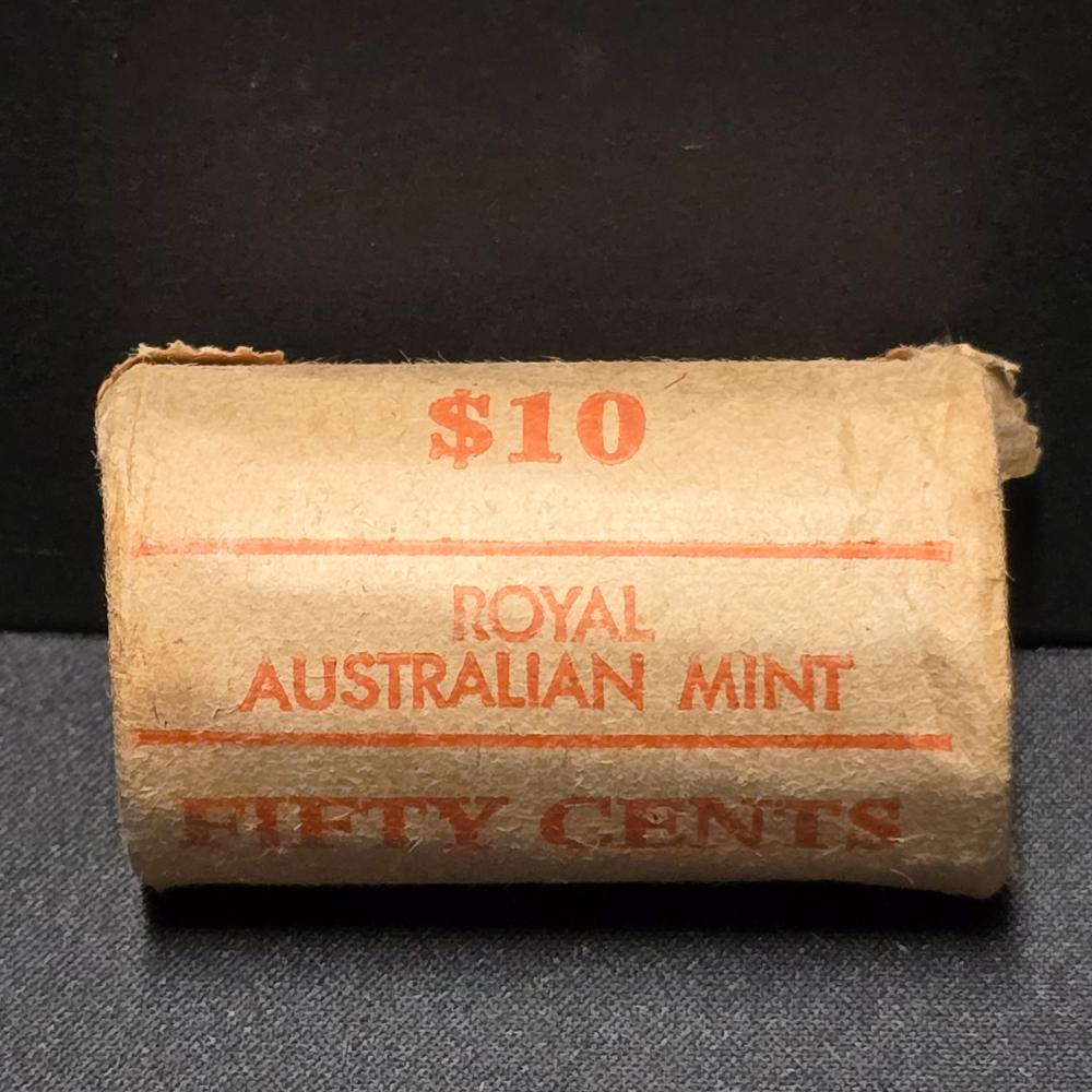 1982 50c Brisbane XII Commonwealth Games Royal Australian Mint Roll (torn wrapper)