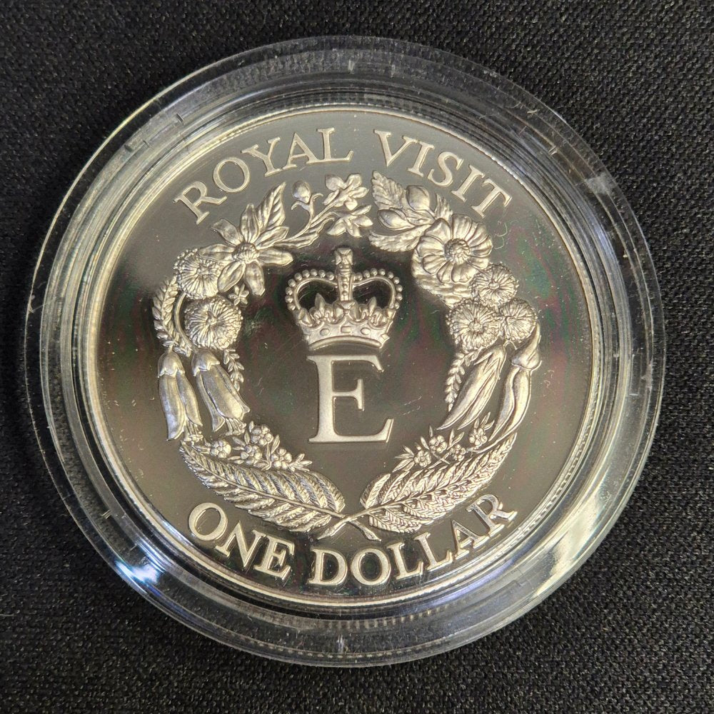 1986 New Zealand $1 Royal Visit Silver Proof