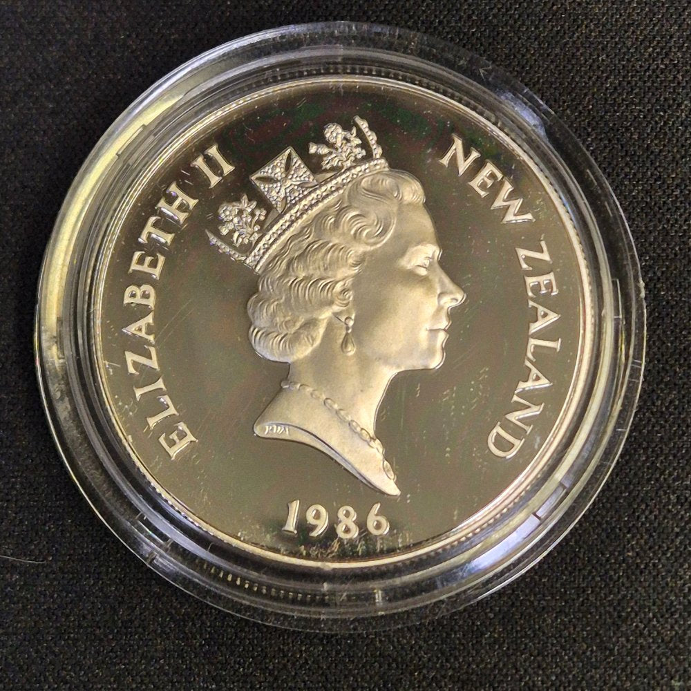 1986 New Zealand $1 Royal Visit Silver Proof