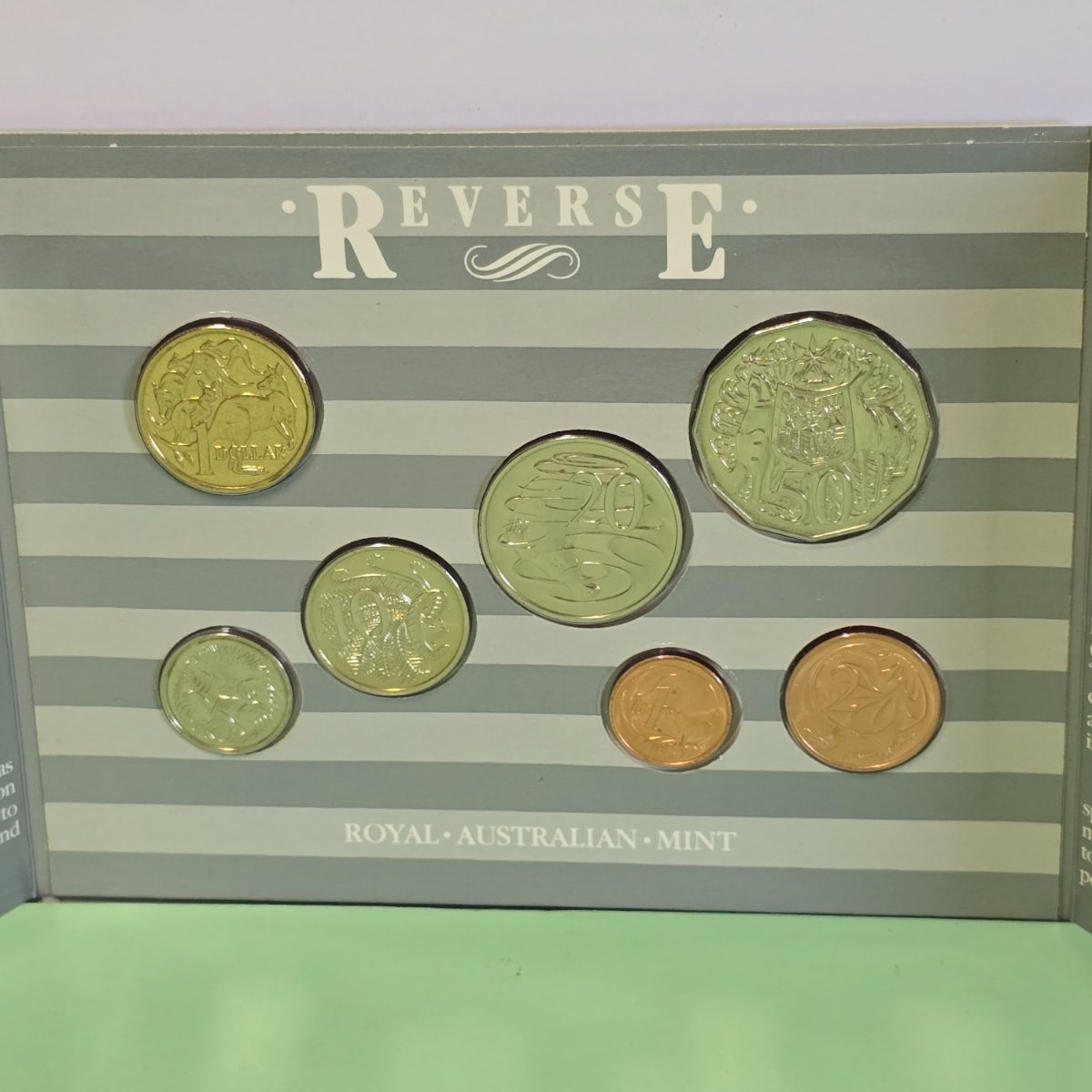 1987 Mint Set Uncirculated coin collection by the Royal Australian Mint reverse of coins