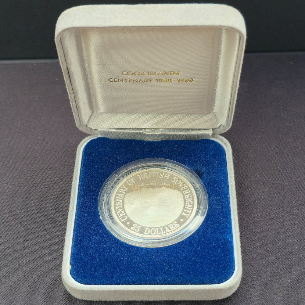 1988 $25 Cook Islands Centenary British Sovereignty Silver Proof Coin