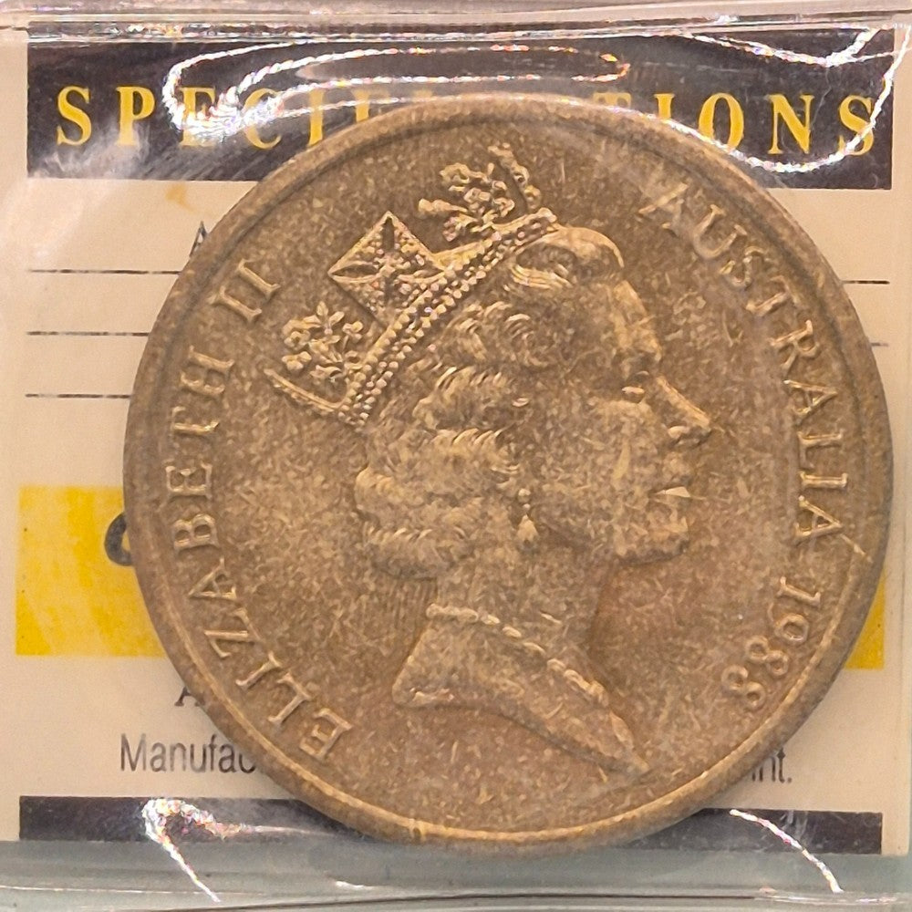 1988 $5 Parliament House AlBr UNC Commemorative Coin in Flip