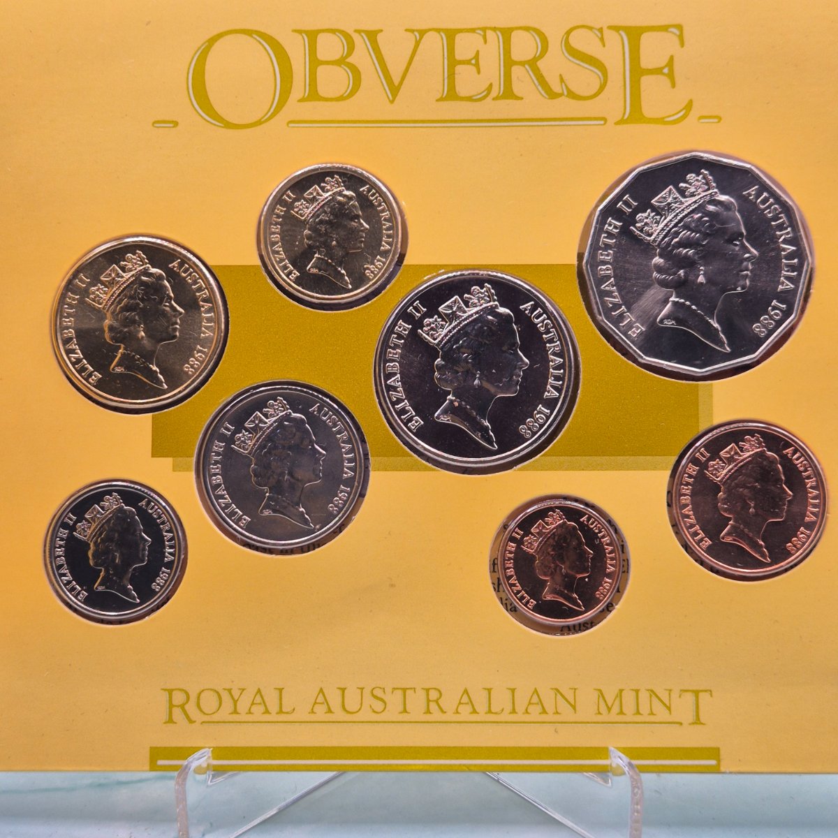 1988 Bicentennial Eight Coin Mint Set obverse of coins