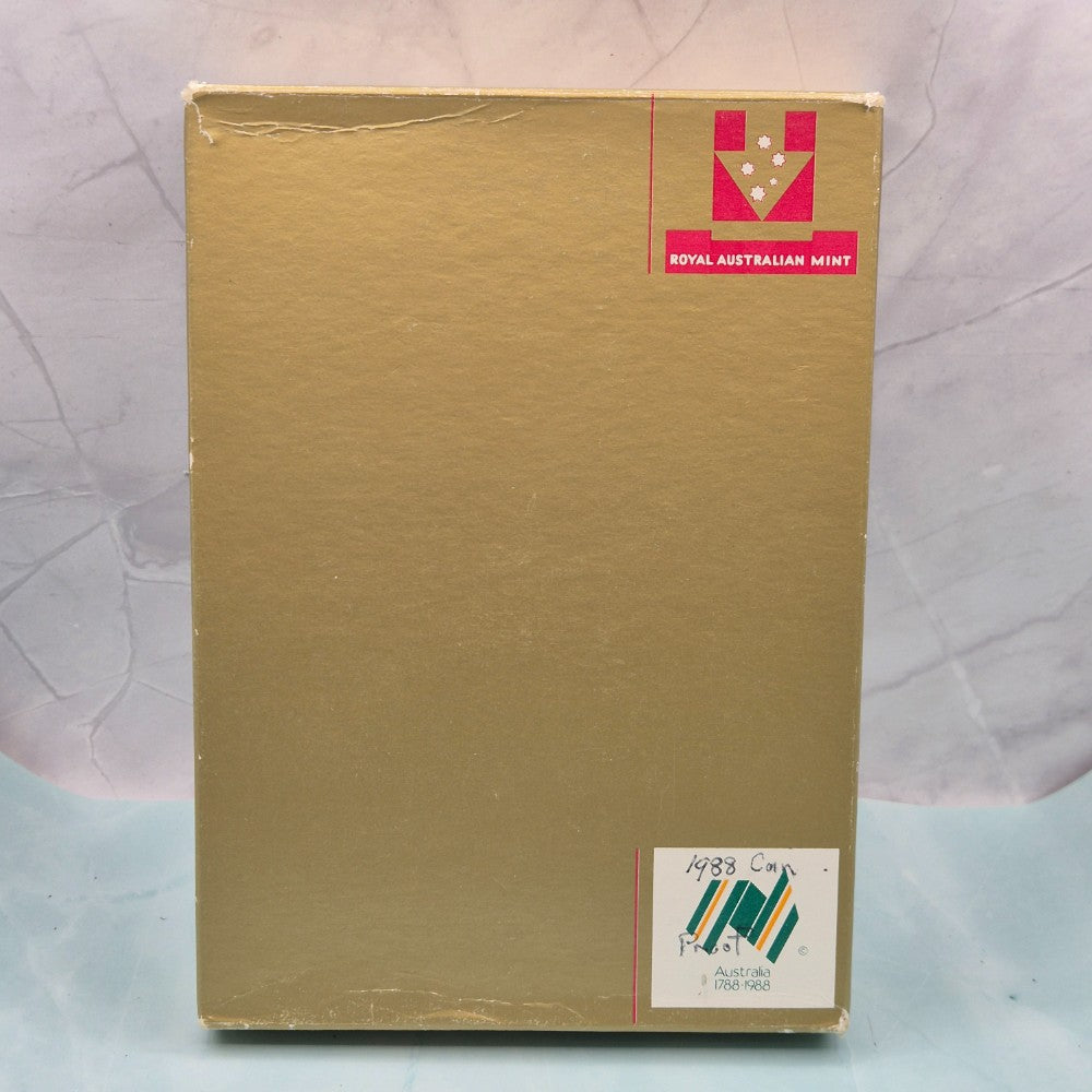 1988 Bicentennial Royal Australian Mint Eight Coin Proof Set with Commemorative Design $1 and 50c reverse - outer box front