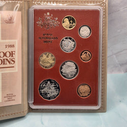 1988 Bicentennial Royal Australian Mint Eight Coin Proof Set with Commemorative Design $1 and 50c reverse - reverse coins