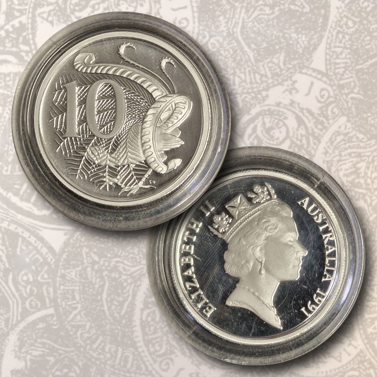 1991 Ten Cent Lyrebird Silver Proof Coin in Original Capsule - Ex Masterpieces in Silver Set
