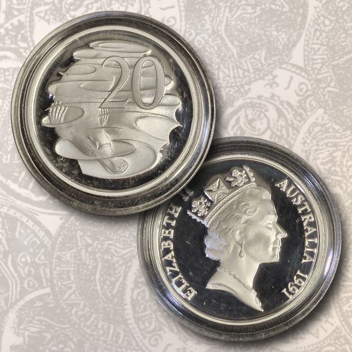 1991 Twenty Cent Platypus Silver Proof Coin in Original Capsule - Ex Masterpieces in Silver Set