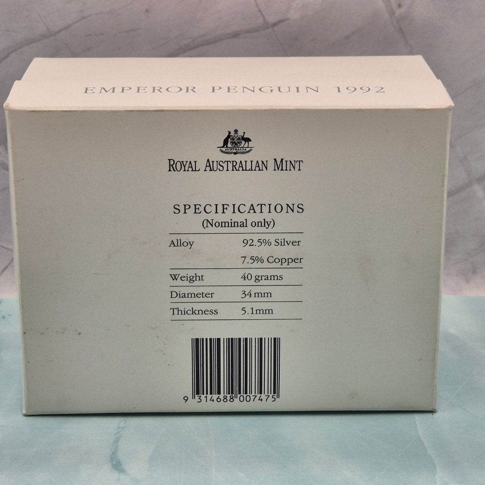 1992 $10 Birds of Australia Emperor Penguin Sterling Silver Piedfort