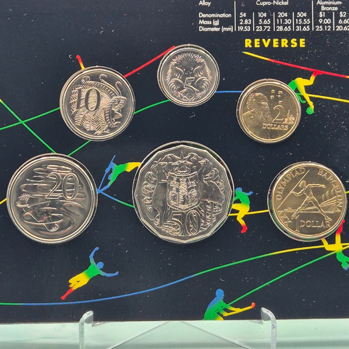 1992 Barcelona Six Coin Royal Australian Mint Set Uncirculated Year Set reverse