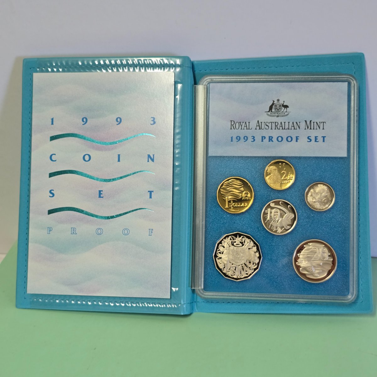 1993 Six Coin Proof Set by the Royal Australian Mint inner set with reverse of coins shown