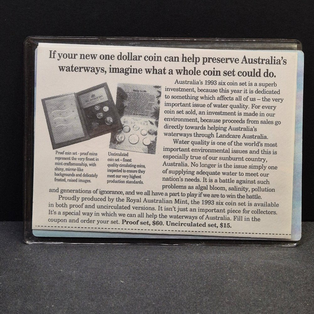 1993 $1 Landcare 'Water is Life' Uncirculated Carded Coin