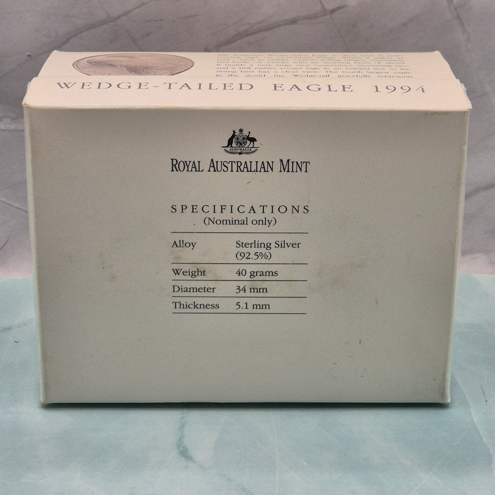 1994 $10 Birds of Australia Wedge-Tailed Eagle Sterling Silver Piedfort
