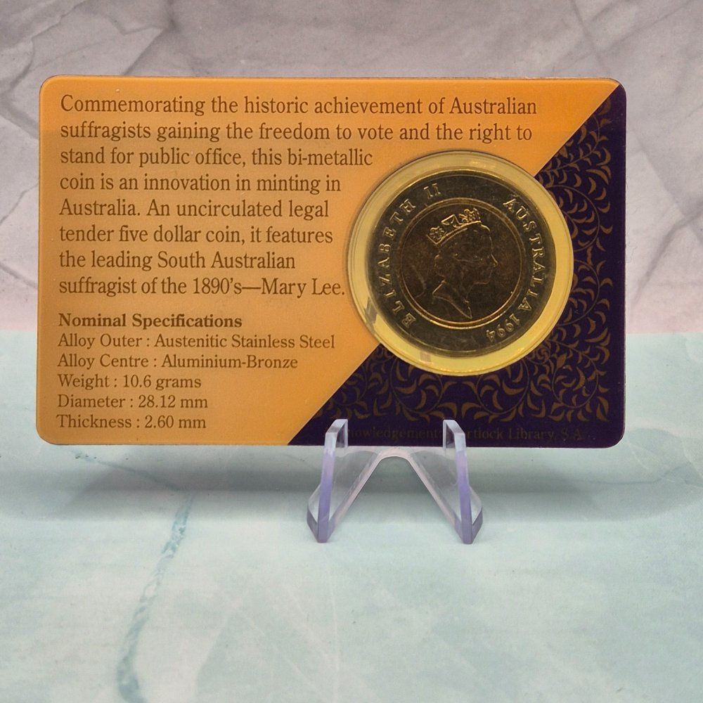 1994 $5 Enfranchisement of Women Bimetallic Carded Coin