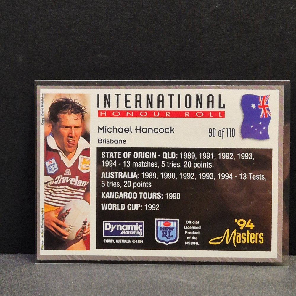 1994 Dynamic NSWRL - Masters - International Honour Roll - 90 - Michael Hancock