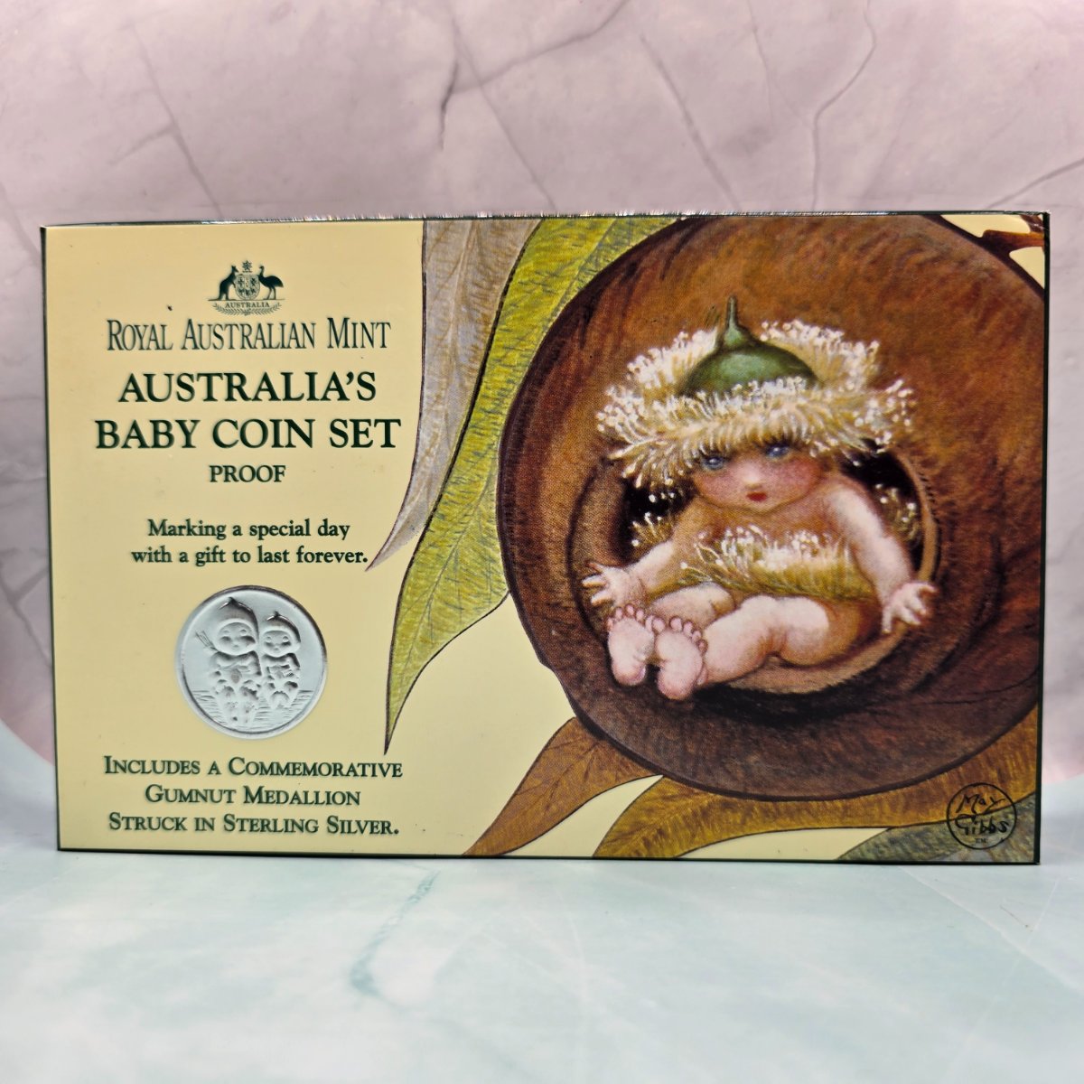 1995 Royal Australian Mint Baby Proof Coin Set with Sterling Silver Gumnut Medallion