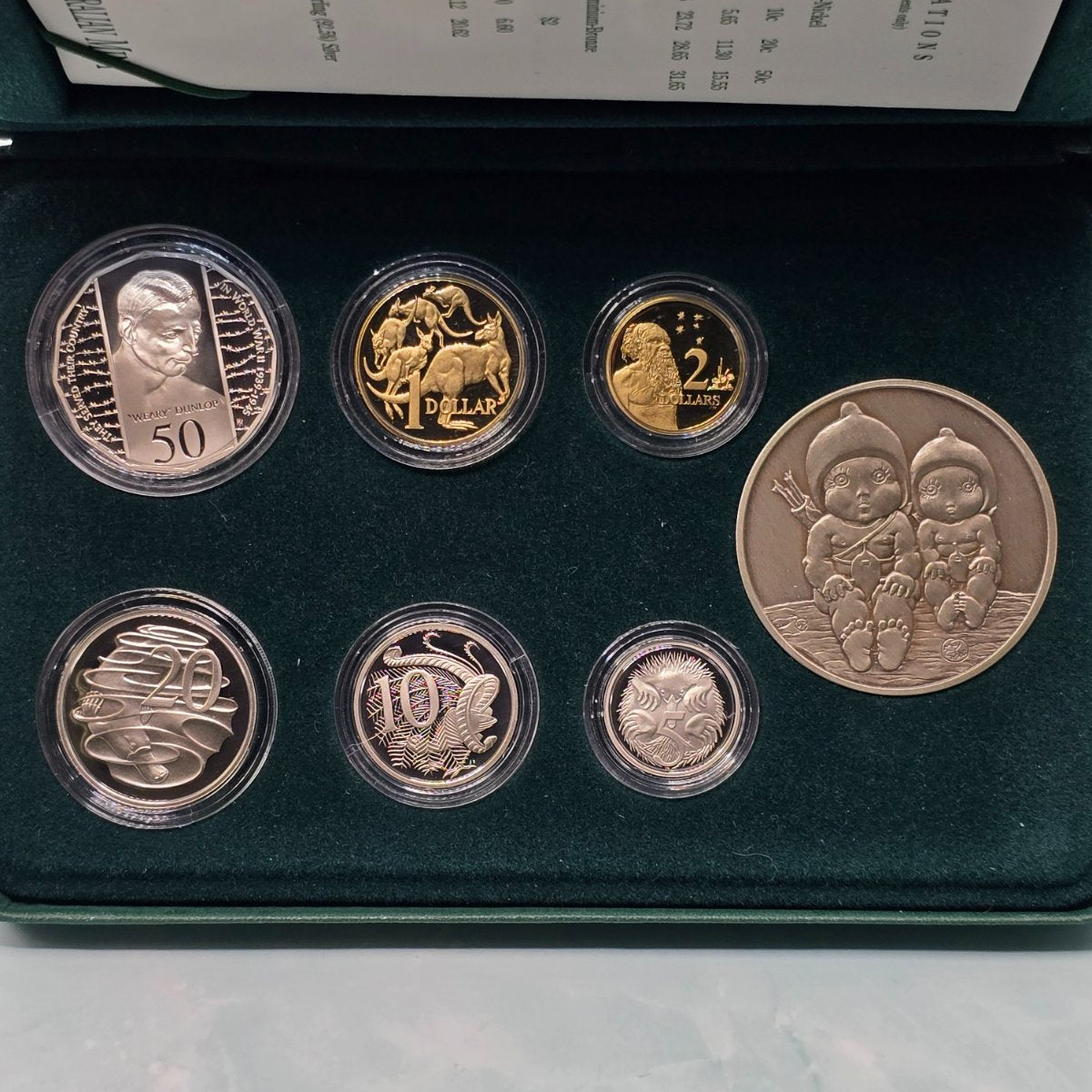 1995 Royal Australian Mint Baby Proof Coin Set with Sterling Silver Gumnut Medallion