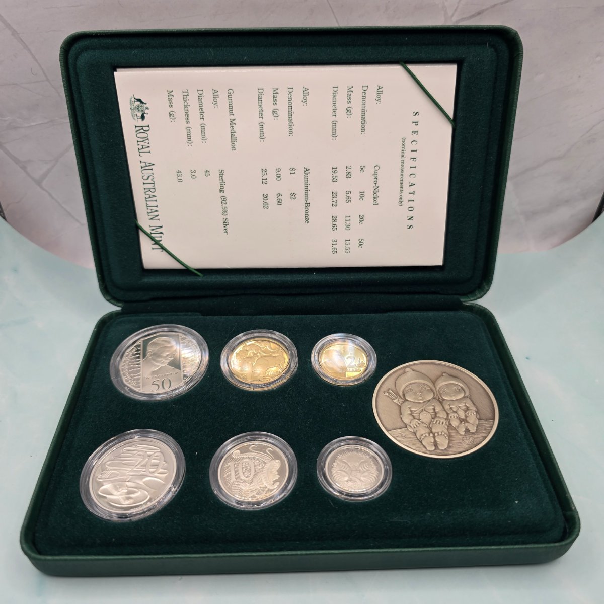 1995 Royal Australian Mint Baby Proof Coin Set with Sterling Silver Gumnut Medallion