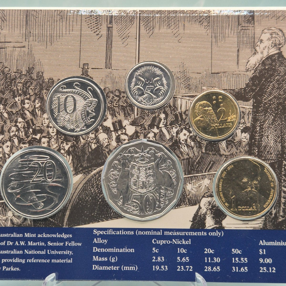 1996 Sir Henry Parkes Six Coin Royal Australian Mint Set Uncirculated Year Set reverse