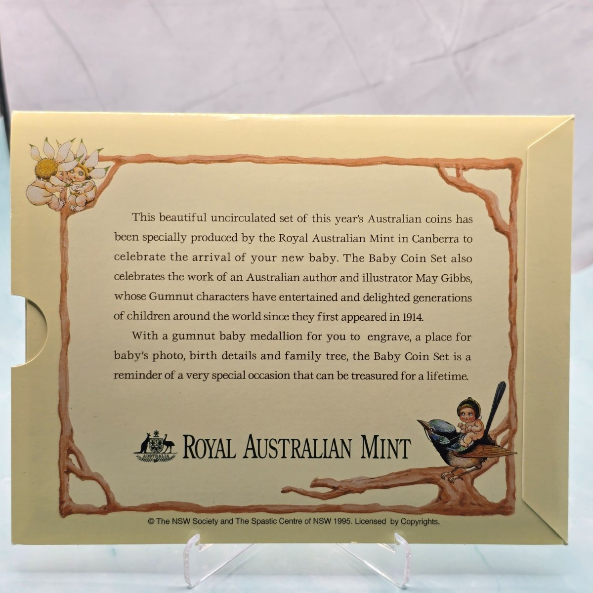 1996 Type 1 Packaging Royal Australian Mint Baby Mint Set  - back outer coverslip without barcode