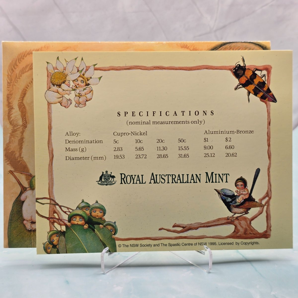 1996 Type 1 Packaging Royal Australian Mint Baby Mint Set - inner folder back page with specifications