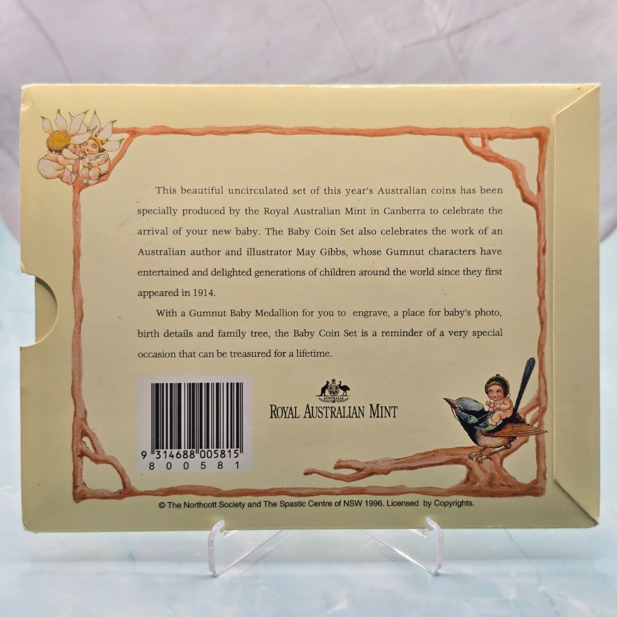 1996 Type II Packaging Royal Australian Mint Baby Mint Set - back coverslip with barcode