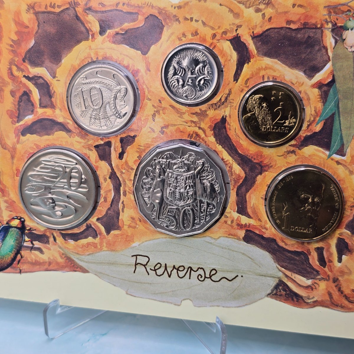 1996 Type II Packaging Royal Australian Mint Baby Mint Set - reverse of coins with Sir Henry Parkes $1 coin