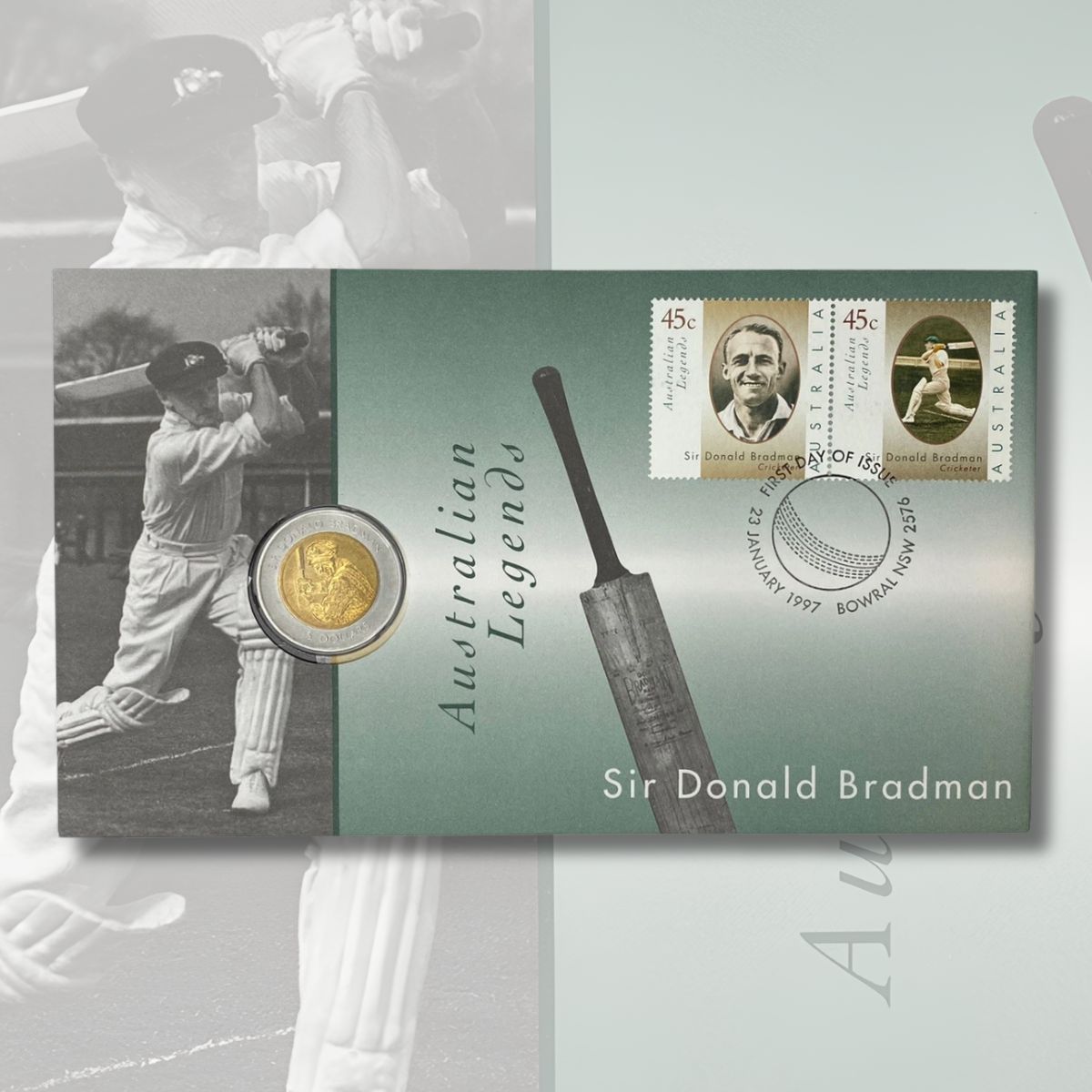 1997 $5 'Australian Legends' Sir Donald Bradman PNC