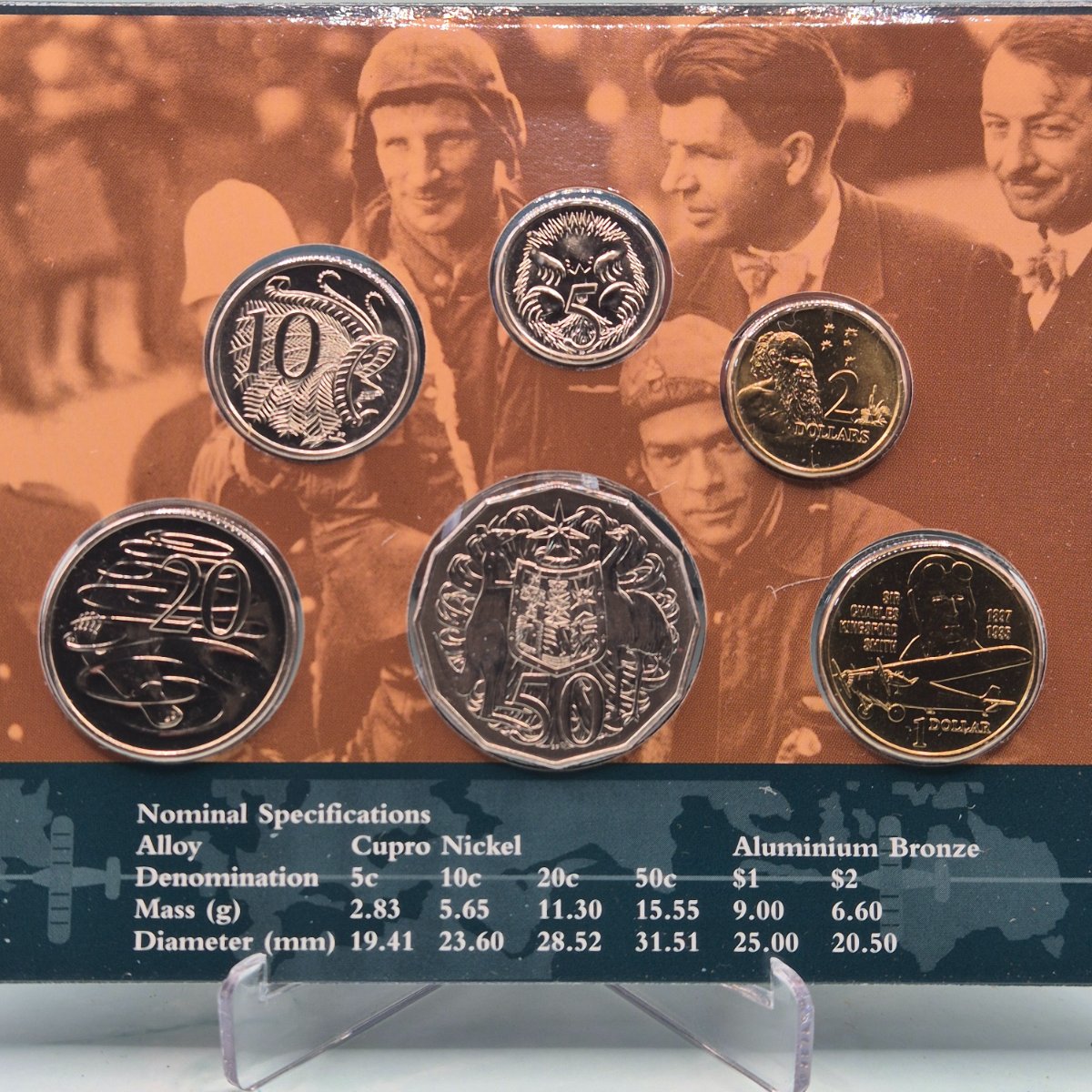 1997 Sir Charles Kingsford Smith Six Coin Royal Australian Mint Set Uncirculated Year Set reverse