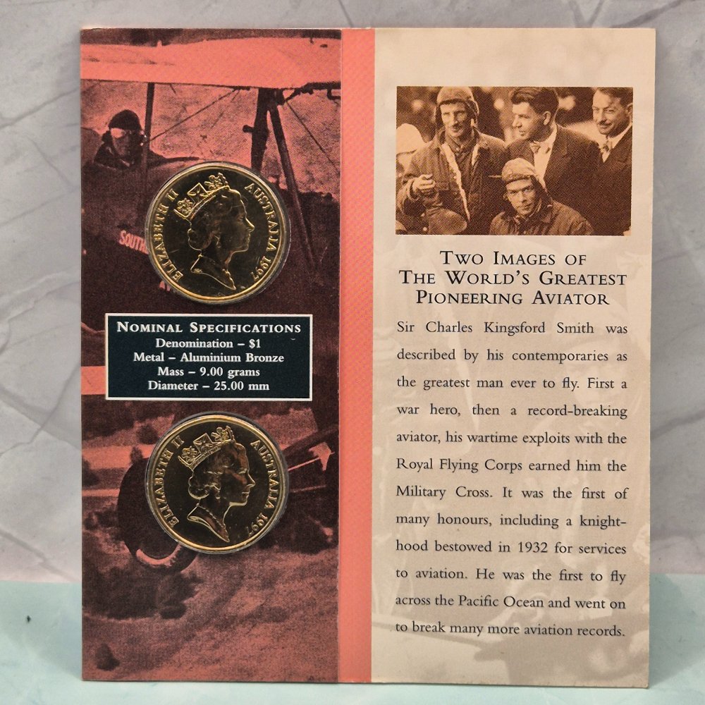1997 $1 Sir Charles Kingsford Smith Dual Coin Set