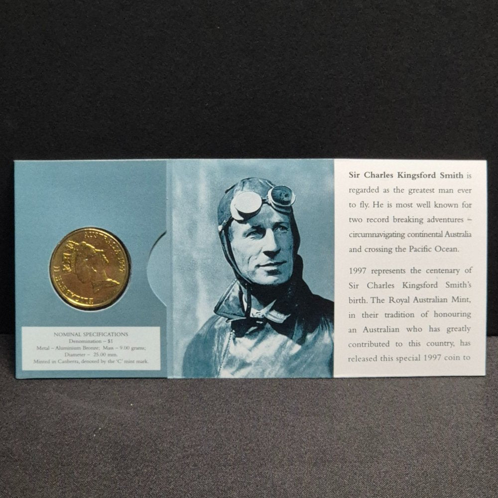 1997 $1 Sir Charles Kingsford Smith 'C' Mintmark Uncirculated Carded Coin