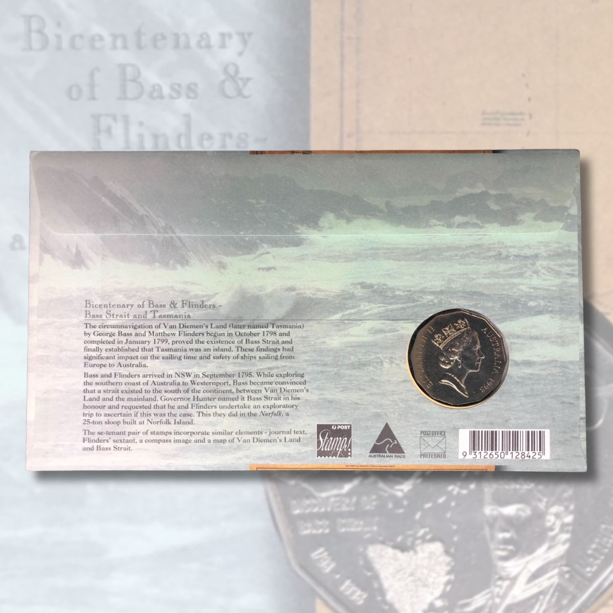 1998 50c Bicentenary of Bass & Flinders - Bass Strait & Tasmania PNC