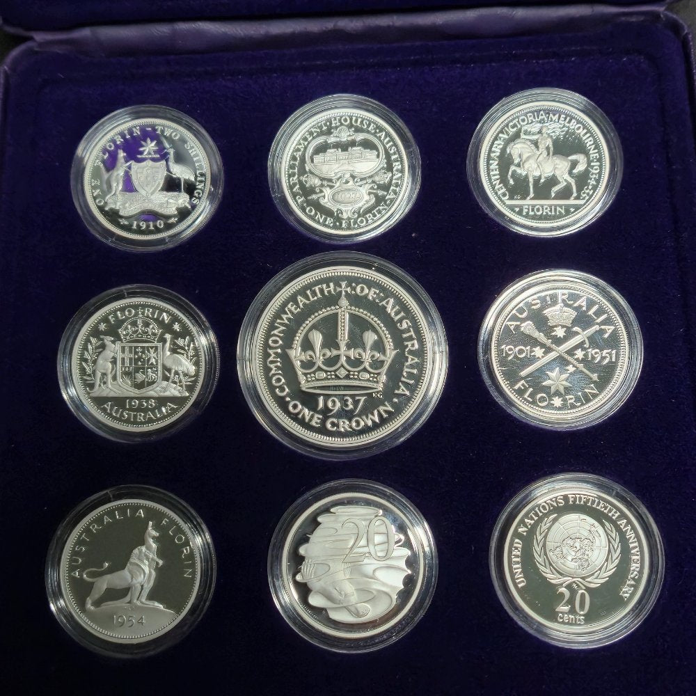 1998 Masterpieces in Silver - Coins of the 20th Century Nine Coin Proof Set - Milestones