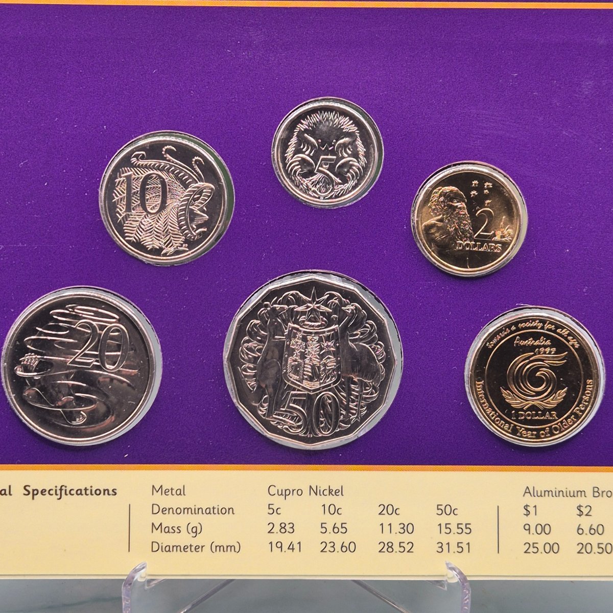 1999 International Year of Older Persons Six Coin Royal Australian Mint Set Uncirculated Year Set reverse