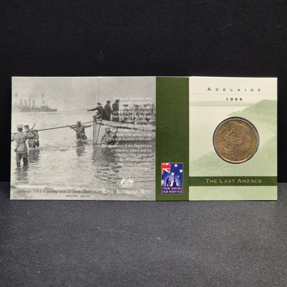 1999 $1 The Last Anzacs 'A' Mintmark Uncirculated Carded Coin